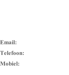 


Joke van der Ark

Email:  
Telefoon: 078-6815972
Mobiel: 0618296910